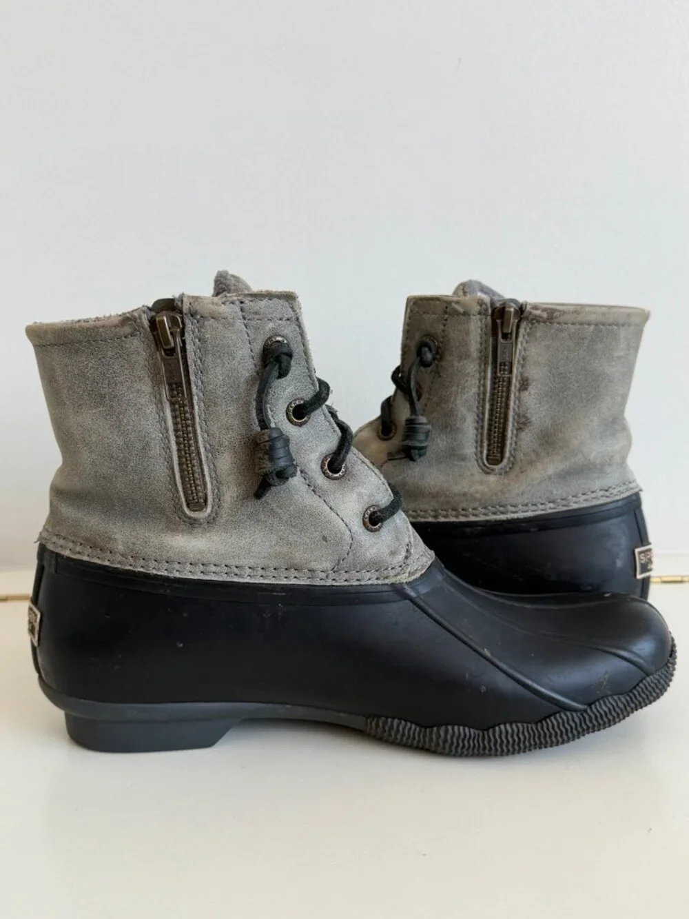 Sperry Saltwater Core Waterproof Duck Boots Gray Black Size 7.5
